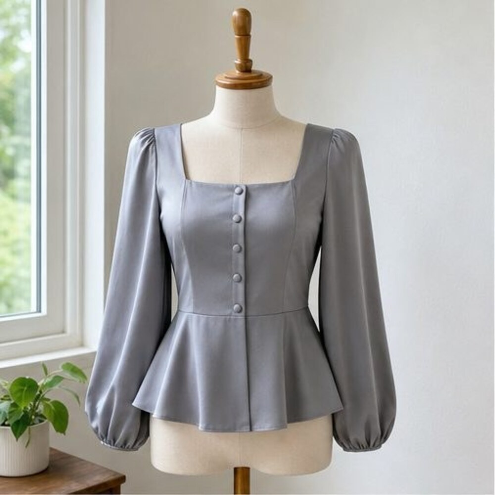 Gray Button Blouse